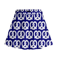 Navy Pretzel Illustrations Pattern Mini Flare Skirt by GardenOfOphir