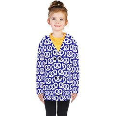 Navy Pretzel Illustrations Pattern Kids  Double Breasted Button Coat by GardenOfOphir