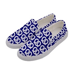 Navy Pretzel Illustrations Pattern Women s Canvas Slip Ons by GardenOfOphir