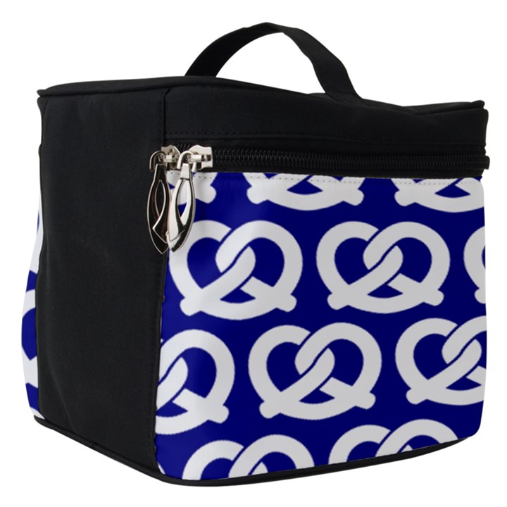 Navy Pretzel Illustrations Pattern Make Up Travel Bag (Small)