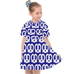 Navy Pretzel Illustrations Pattern Kids  Sailor Dress by GardenOfOphir