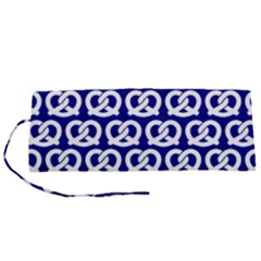 Navy Pretzel Illustrations Pattern Roll Up Canvas Pencil Holder (s) by GardenOfOphir