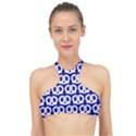 Navy Pretzel Illustrations Pattern High Neck Bikini Top View1