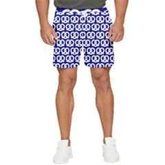 Navy Pretzel Illustrations Pattern Men s Runner Shorts by GardenOfOphir