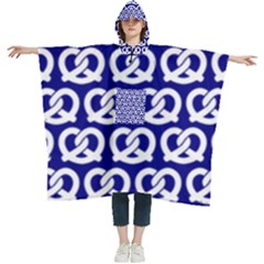 Navy Pretzel Illustrations Pattern Women s Hooded Rain Ponchos by GardenOfOphir