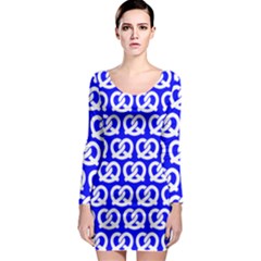 Blue Pretzel Illustrations Pattern Long Sleeve Bodycon Dress by GardenOfOphir