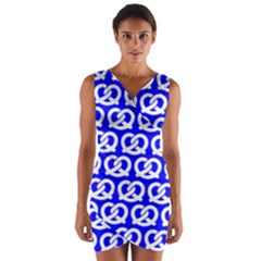 Blue Pretzel Illustrations Pattern Wrap Front Bodycon Dress by GardenOfOphir