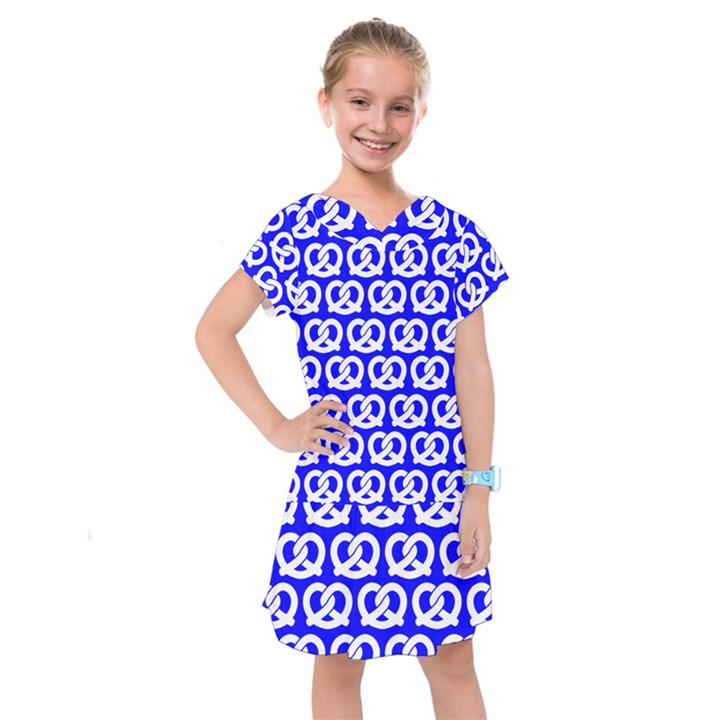 Blue Pretzel Illustrations Pattern Kids  Drop Waist Dress