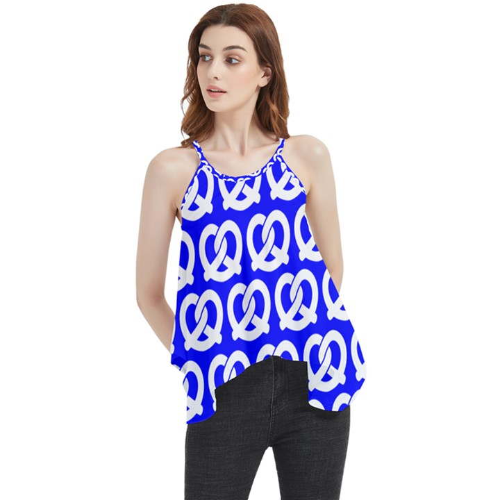 Blue Pretzel Illustrations Pattern Flowy Camisole Tank Top