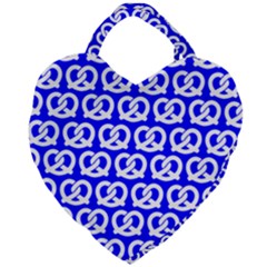 Blue Pretzel Illustrations Pattern Giant Heart Shaped Tote by GardenOfOphir