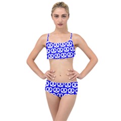 Blue Pretzel Illustrations Pattern Layered Top Bikini Set by GardenOfOphir