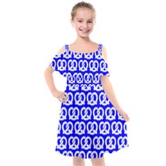 Blue Pretzel Illustrations Pattern Kids  Cut Out Shoulders Chiffon Dress by GardenOfOphir