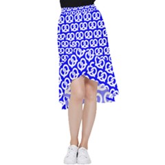 Blue Pretzel Illustrations Pattern Frill Hi Low Chiffon Skirt by GardenOfOphir