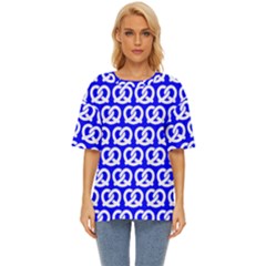 Blue Pretzel Illustrations Pattern Oversized Basic Tee by GardenOfOphir