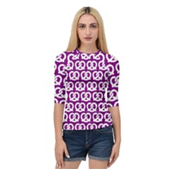 Purple Pretzel Illustrations Pattern Quarter Sleeve Raglan Tee