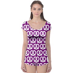 Purple Pretzel Illustrations Pattern Boyleg Leotard  by GardenOfOphir