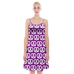 Purple Pretzel Illustrations Pattern Spaghetti Strap Velvet Dress by GardenOfOphir