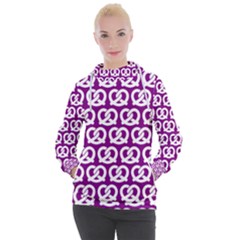 Purple Pretzel Illustrations Pattern Women s Hooded Pullover by GardenOfOphir