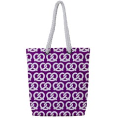 Purple Pretzel Illustrations Pattern Full Print Rope Handle Tote (small)