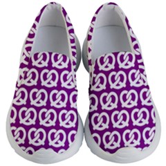 Purple Pretzel Illustrations Pattern Kids Lightweight Slip Ons by GardenOfOphir