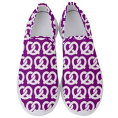 Purple Pretzel Illustrations Pattern Men s Slip On Sneakers by GardenOfOphir