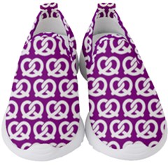 Purple Pretzel Illustrations Pattern Kids  Slip On Sneakers by GardenOfOphir