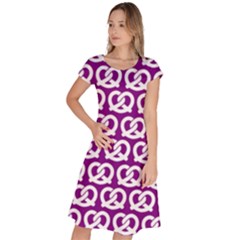 Purple Pretzel Illustrations Pattern Classic Short Sleeve Dress by GardenOfOphir