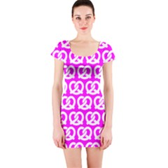 Pink Pretzel Illustrations Pattern Short Sleeve Bodycon Dress by GardenOfOphir