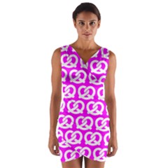 Pink Pretzel Illustrations Pattern Wrap Front Bodycon Dress by GardenOfOphir