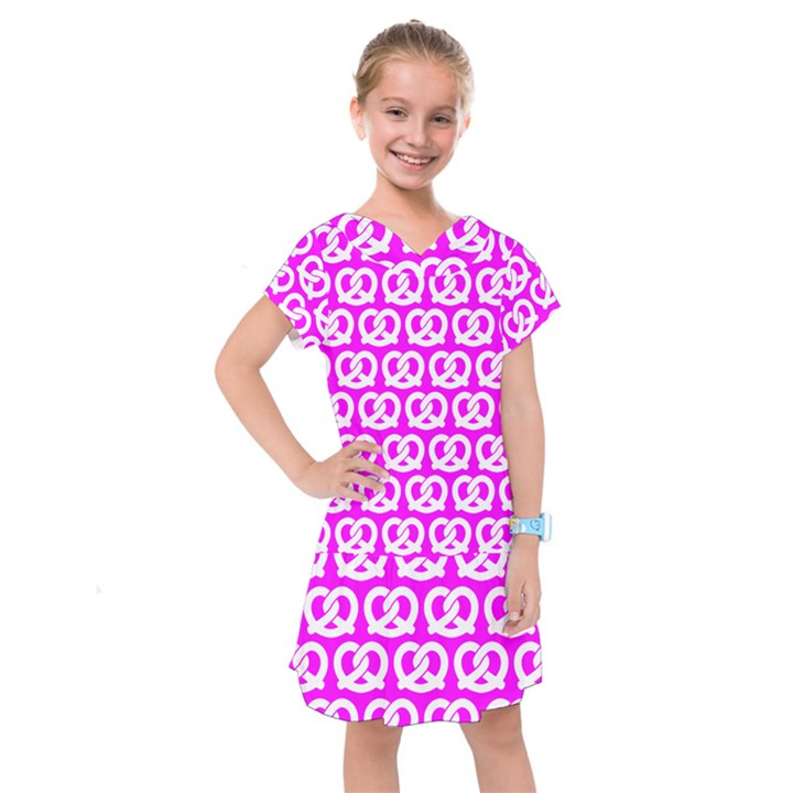 Pink Pretzel Illustrations Pattern Kids  Drop Waist Dress