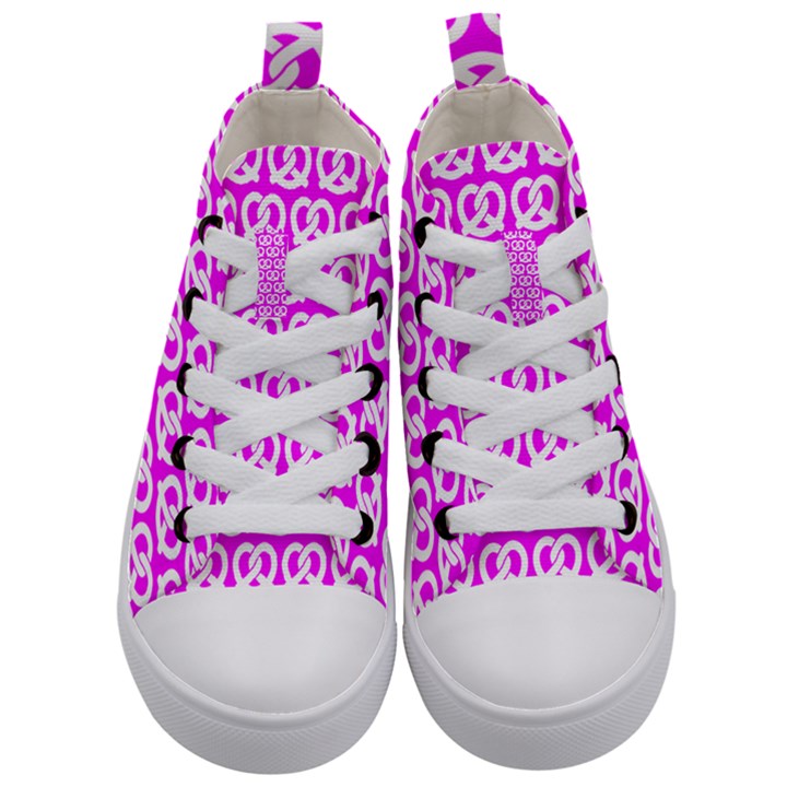 Pink Pretzel Illustrations Pattern Kids  Mid-Top Canvas Sneakers