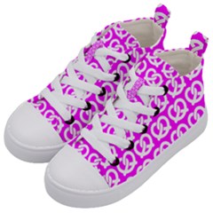 Pink Pretzel Illustrations Pattern Kids  Mid-top Canvas Sneakers by GardenOfOphir