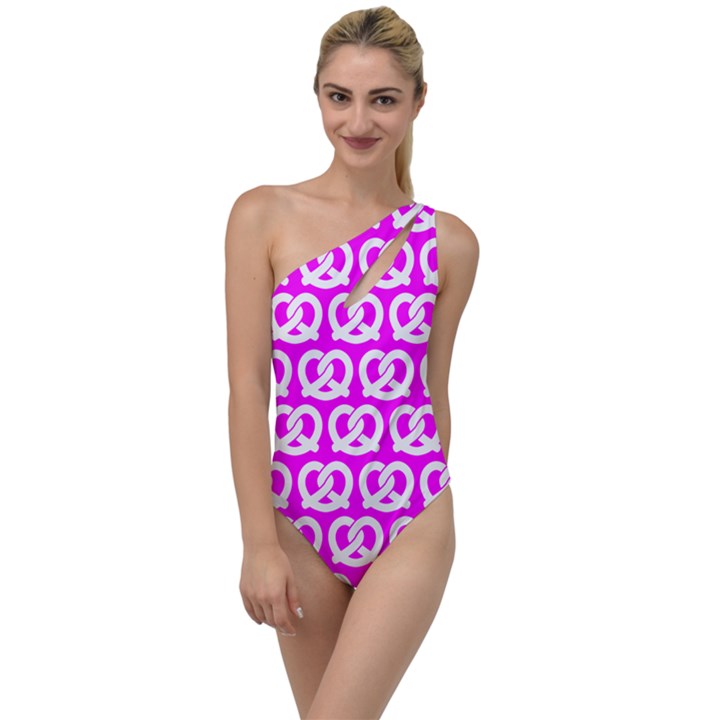 Pink Pretzel Illustrations Pattern To One Side Swimsuit