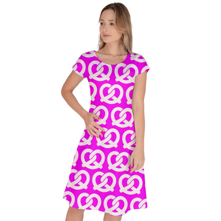 Pink Pretzel Illustrations Pattern Classic Short Sleeve Dress