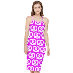 Pink Pretzel Illustrations Pattern Bodycon Cross Back Summer Dress by GardenOfOphir