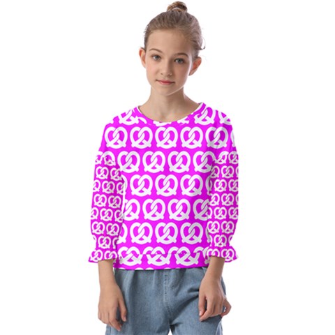 Pink Pretzel Illustrations Pattern Kids  Cuff Sleeve Top by GardenOfOphir