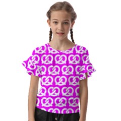 Pink Pretzel Illustrations Pattern Kids  Cut Out Flutter Sleeves by GardenOfOphir