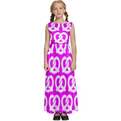 Pink Pretzel Illustrations Pattern Kids  Satin Sleeveless Maxi Dress by GardenOfOphir