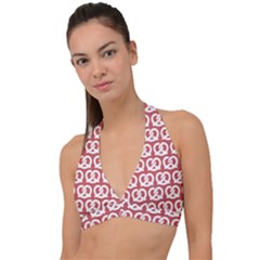 Trendy Pretzel Illustrations Pattern Halter Plunge Bikini Top by GardenOfOphir