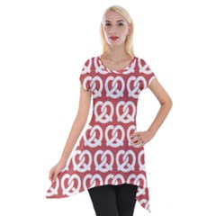 Trendy Pretzel Illustrations Pattern Short Sleeve Side Drop Tunic by GardenOfOphir