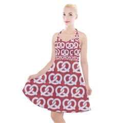 Trendy Pretzel Illustrations Pattern Halter Party Swing Dress  by GardenOfOphir