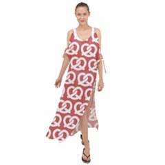 Trendy Pretzel Illustrations Pattern Maxi Chiffon Cover Up Dress by GardenOfOphir