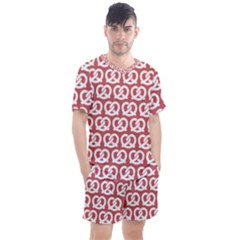 Trendy Pretzel Illustrations Pattern Men s Mesh Tee And Shorts Set