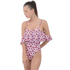 Trendy Pretzel Illustrations Pattern Drape Piece Swimsuit by GardenOfOphir