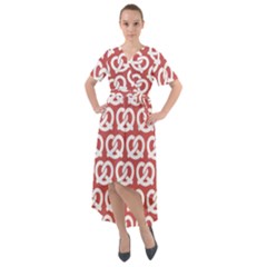 Trendy Pretzel Illustrations Pattern Front Wrap High Low Dress by GardenOfOphir