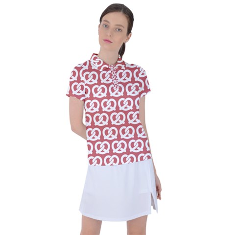 Trendy Pretzel Illustrations Pattern Women s Polo Tee by GardenOfOphir