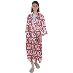 Trendy Pretzel Illustrations Pattern Maxi Satin Kimono by GardenOfOphir