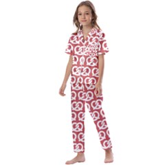 Trendy Pretzel Illustrations Pattern Kids  Satin Short Sleeve Pajamas Set by GardenOfOphir