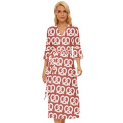 Trendy Pretzel Illustrations Pattern Midsummer Wrap Dress by GardenOfOphir