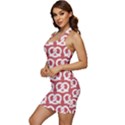 Trendy Pretzel Illustrations Pattern Sleeveless Wide Square Neckline Ruched Bodycon Dress View2